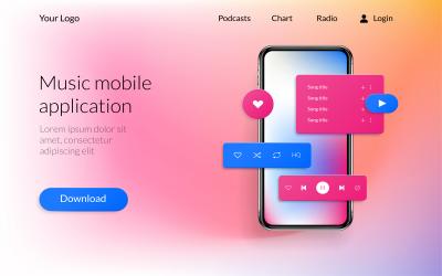 摄图网_306566852_移动着陆页UI软件网站设计音乐应用程序布局模型与下载播放和类似按钮的接口现实智能手机矢量音乐播放器和歌曲汇编下载现实的电话（企业商用）(1).jpg